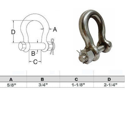 316 Stainless Steel Drop Forged Mil-Spec Bolt Pin Anchor Shackle