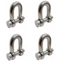 4 Pcs Mil-Spec Forged 5/8" Round Pin Chain Shackle 4,000 Lb WLL Stainless Steel