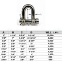 Mil-Spec Forged Marine Round Pin Chain Shackle Stainless Steel T316