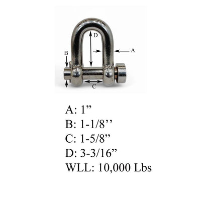 Mil-Spec Forged Marine Round Pin Chain Shackle Stainless Steel T316