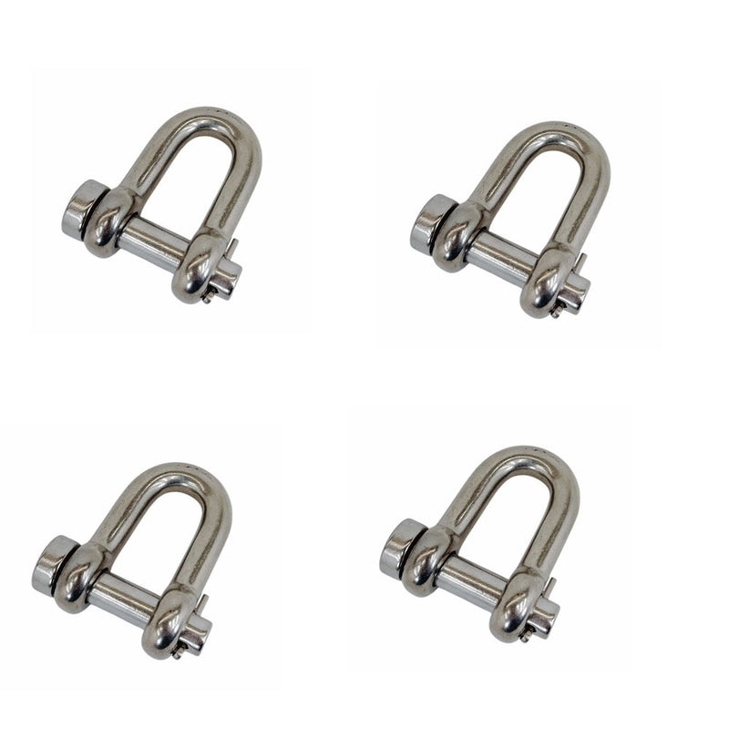 4 Pcs Mil-Spec Forged 1/4" Round Pin Chain Shackle 880 Lb WLL Stainless Steel