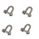 4 Pcs Mil-Spec Forged 1/2" Round Pin Chain Shackle 3,000 Lb WLL Stainless Steel