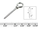 Stainless Steel 316 Screw Lag Eye Bolt