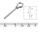 Stainless Steel 316 Screw Lag Eye Bolt