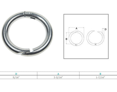 5/16" Stainless Steel T316 Round Ring Catch SS O-Ring Yacht Sailing Marine Grade