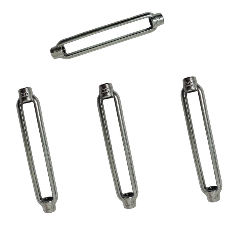 Marine Grade 3/16" x 2-1/4" Turnbuckle Body 300 Lbs WLL, Stainless Steel 4 Pcs