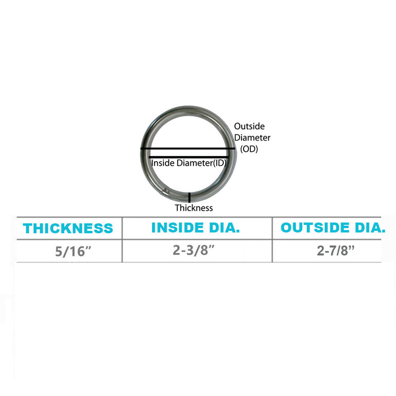 2000 Lbs WLL Marine Stainless Steel Round Ring Link Connect 5/16" Boat Yatch