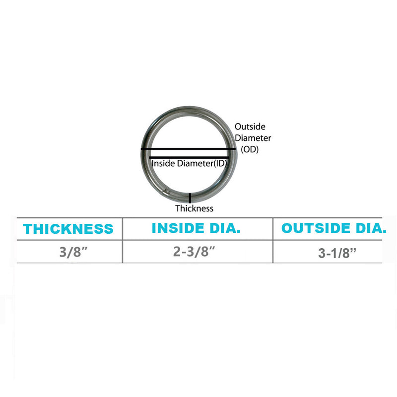 4000 Lbs WLL Marine Stainless Steel Round Ring Link Connect 3/8" Boat Yatch 4 Pc