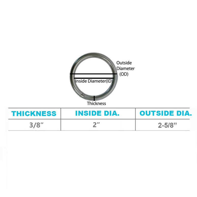 4400 Lbs WLL Marine Stainless Steel Round Ring Link Connect 3/8" Boat Yatch