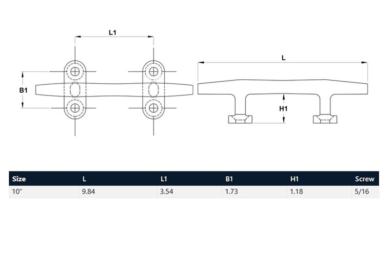 10" Blue Water Open Base Cleat Stainless Steel for Rope Tie on Boat Yacht