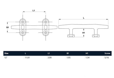 12" Blue Water Open Base Cleat Stainless Steel for Rope Tie on Boat Yacht 4 Pcs