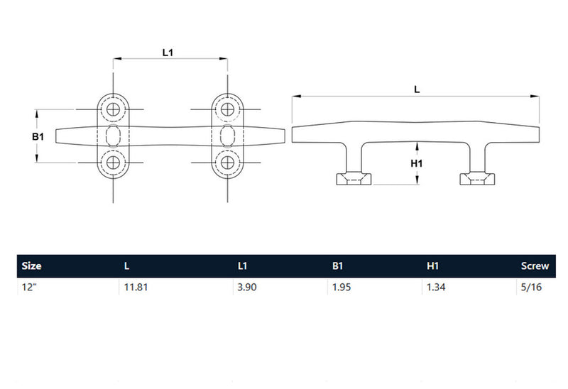 12" Blue Water Open Base Cleat Stainless Steel for Rope Tie on Boat Yacht 4 Pcs