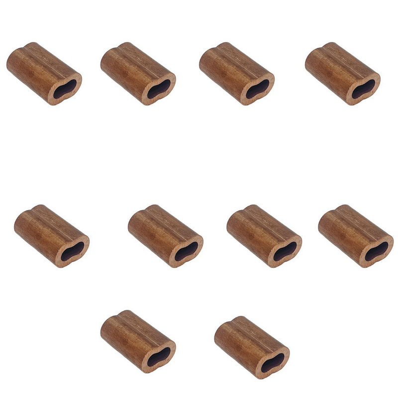 1/8" Copper Crimping Loop Sleeve Wire Rope Sleeves Double Barrel Ferrule 10 Pc