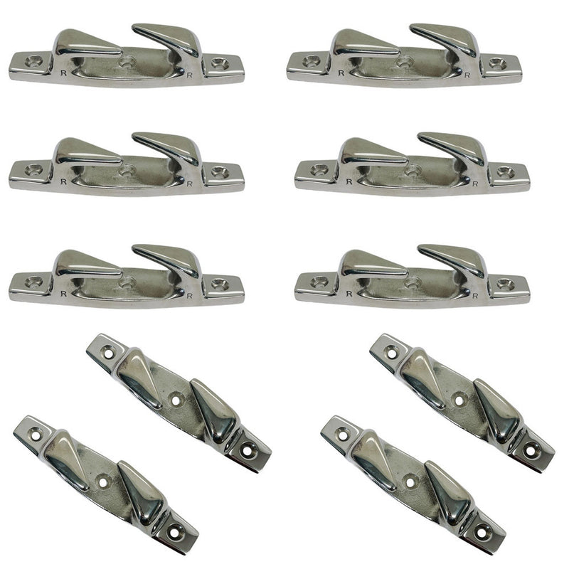 6" Stainless Steel Boat Angled Left Deck Dock Mooring Rope Cleat Chock 10 Pcs