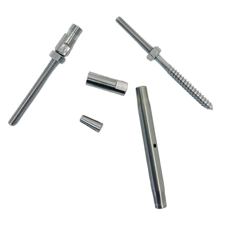 Stainless Steel Marine Swageless & Lag Turnbuckle For 3/16" Cable Wire Rope 10Pc