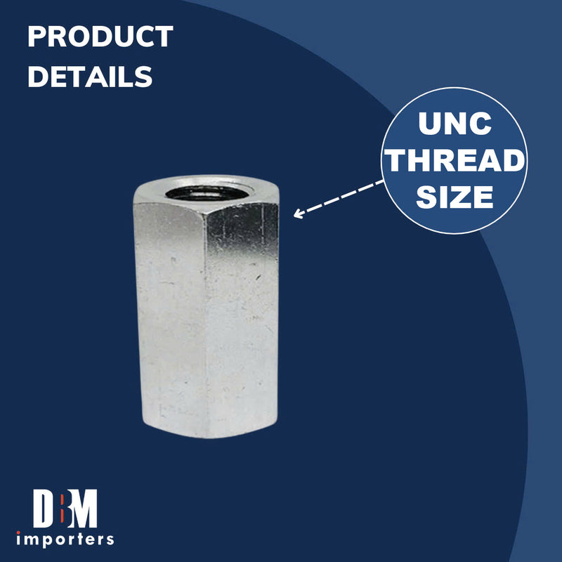 Marine Grade 5/16" Coupling Nut Connecting Nut Fully Thread Stainless Steel 4Pcs