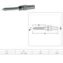 Marine 1/8" Swageless Lag Stud Cable Rail Wire Rope Railing,Stainless Steel