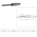 Marine 3/16" Swageless Lag Stud Cable Rail Wire Rope Railing,Stainless Steel