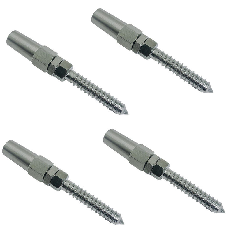 Marine 1/4" Swageless Lag Stud Cable Rail Wire Rope Railing,Stainless Steel 4 Pc