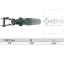 Marine Boat 1/4" Swageless Toggle Cable Railing Wire Rope, Stainless Steel 4 Pcs