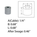 1/4" Wire Rope Aluminum Stop Loop Sleeve Round Crimps for Wire Crimping 2 Pcs