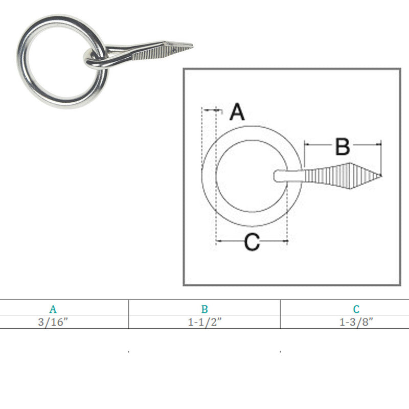 Marine 3/16" Ring Nail Link Connect Yacht Sailing Welded Ring,Stainless Steel