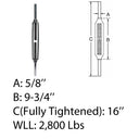 Marine Deck 5/8" x 8-1/4" Stub End Turnbuckle WLL 2800 Lbs Stainless Steel 4 Pcs