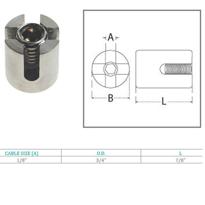 Stainless Steel Cross Cable Clamps for 1/8" Rope Wire Cables Railing Wire Rope