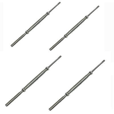 3/8" Thread Rod & Swage Stud Turnbuckle 1/4" Cable T316 Stainless Steel 4 Pcs