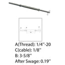 1/8" Cable Hand Swage Stud Turnbuckle,1/4" Threaded Drop Pin,Stainless Steel 4Pc