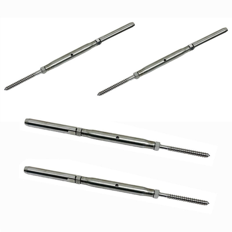 Marine 5/16" Threaded Lag Swage Stud Turnbuckle 3/16" Cable Stainless Steel 4Pcs