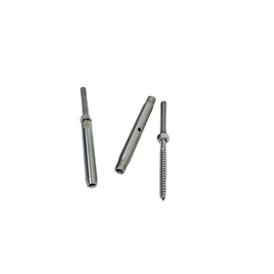 Marine 5/16" Threaded Lag Swage Stud Turnbuckle 3/16" Cable Stainless Steel 4Pcs