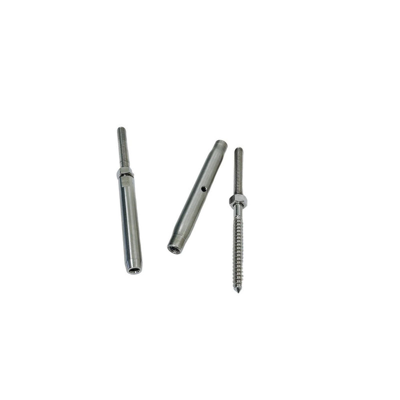 Marine 5/16" Threaded Lag Swage Stud Turnbuckle 3/16" Cable Stainless Steel 4Pcs