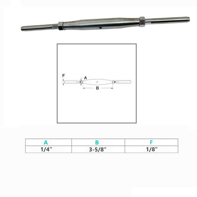 1/4" Thread Swage Stud & Stud Pipe Turnbuckle 1/8" Cable Stainless Steel 4 Pcs