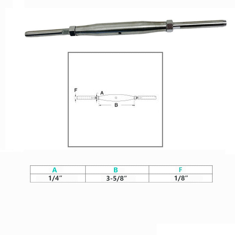 1/4" Thread Swage Stud & Stud Pipe Turnbuckle 1/8" Cable Stainless Steel 4 Pcs