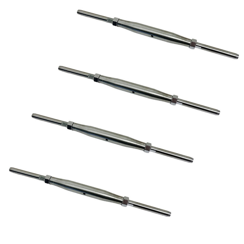 3/8" Thread Swage Stud & Stud Pipe Turnbuckle 1/4" Cable Stainless Steel 4 Pcs