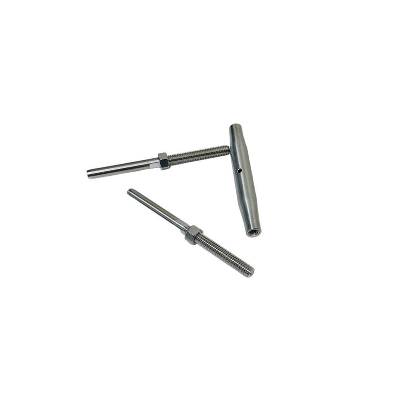 3/8" Thread Swage Stud & Stud Pipe Turnbuckle 1/4" Cable Stainless Steel 4 Pcs