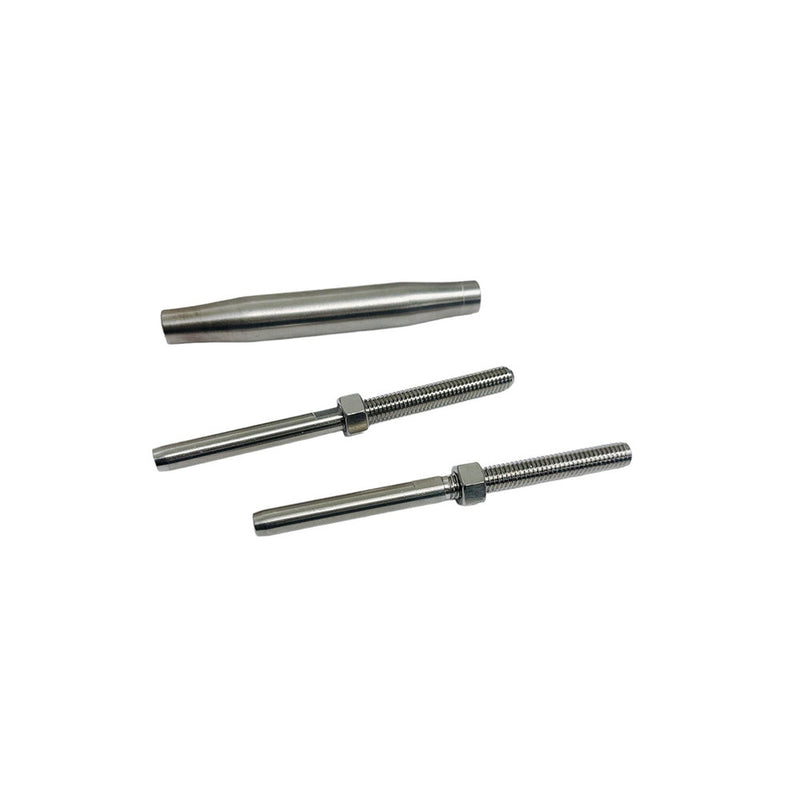3/8" Thread Swage Stud & Stud Pipe Turnbuckle 1/4" Cable Stainless Steel 4 Pcs
