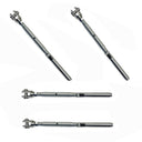 Marine 1/4" Thread Fork & Swage Stud Turnbuckle 1/8" Cable Stainless Steel 4 Pcs