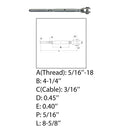 Marine 5/16" Thread Fork Swage Stud Turnbuckle 3/16" Cable Stainless Steel 4 Pcs