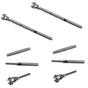 Marine 5/16" Thread Fork Swage Stud Turnbuckle 1/4" Cable Stainless Steel 4 Pcs
