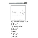 Marine 5/16" Thread Fork Swage Stud Turnbuckle 1/4" Cable Stainless Steel 4 Pcs