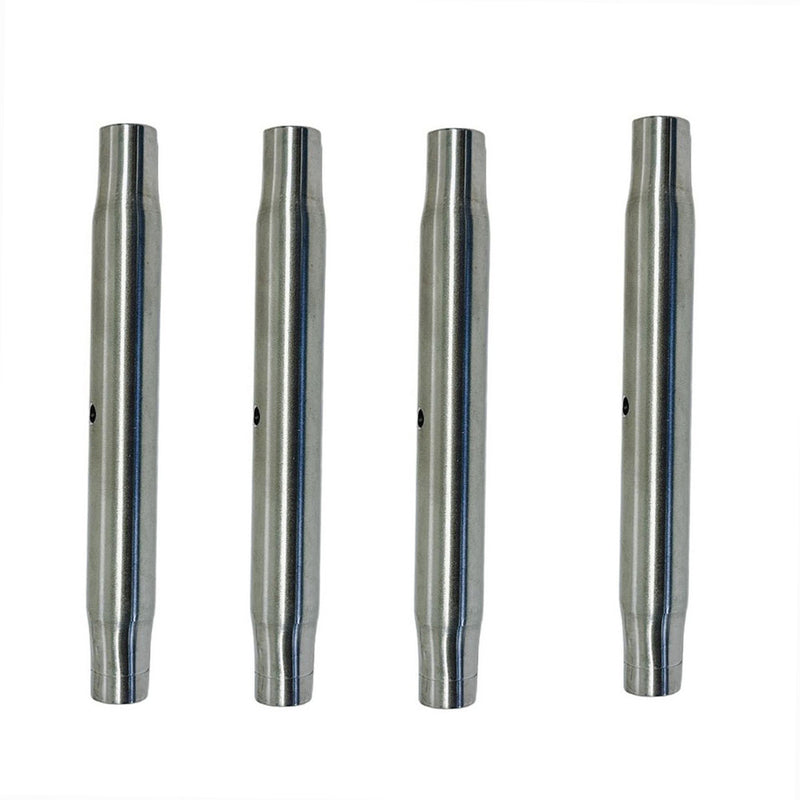 Marine Boat Stainless Steel T316 Pipe Style Turnbuckle Body 3/8" x 4-3/4" 4 Pcs