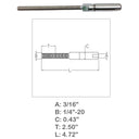Fully Threaded 3/16" Push & Go Swageless Lag For 3/16" Cable Stainless Steel 4Pc