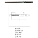 Fully Threaded 1/8" Push & Go Swageless Lag For 1/8" Cable Stainless Steel 4 Pcs
