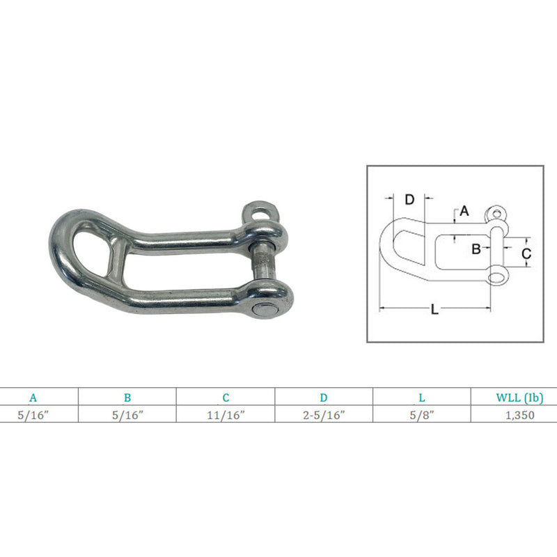 Marine Boat 5/16" Headboard Shackle Captive Pin 1350 Lb WLL Stainless Steel 4 Pc
