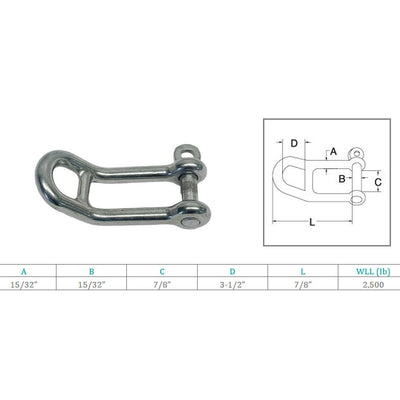 Marine Boat 15/32" Headboard Shackle Captive Pin 2500 Lb WLL Stainless Steel 4Pc