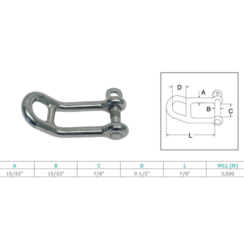 Marine Boat 15/32" Headboard Shackle Captive Pin 2500 Lb WLL Stainless Steel 4Pc
