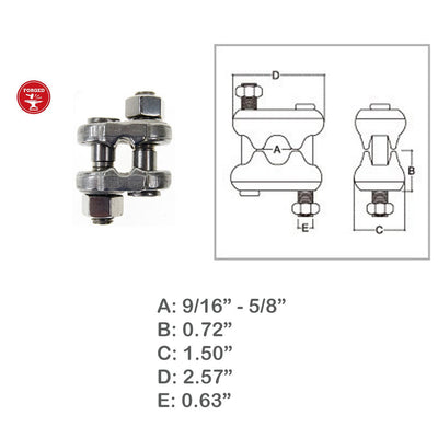 Marine Boat Fist Clip Wire Rope Clip 5/8" Stainless Steel T316 Drop Forged 4 Pcs