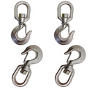 7/8" Drop Forged Swivel Hook Lifting Hook 2500 LBS WLL Stainless Steel T316 4Pcs